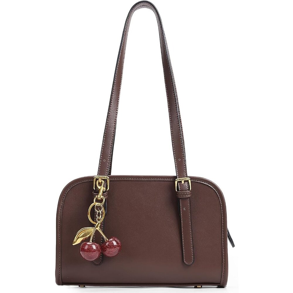 Versatile Coffee Faux Leather Shoulder Bag with Zipper Closure - Perfect Tote